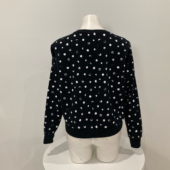 BETSEY JOHNSON Black White Polka Dot “Oh La La” Gold embroidery Sweatshirt M - Picture 6 of 17